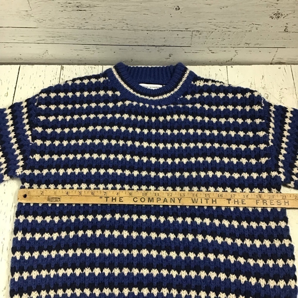 Rebecca Minkoff KatherineWaved Stripe Chunky Knit Sweater in Blue Multi Medium  - Picture 11 of 16